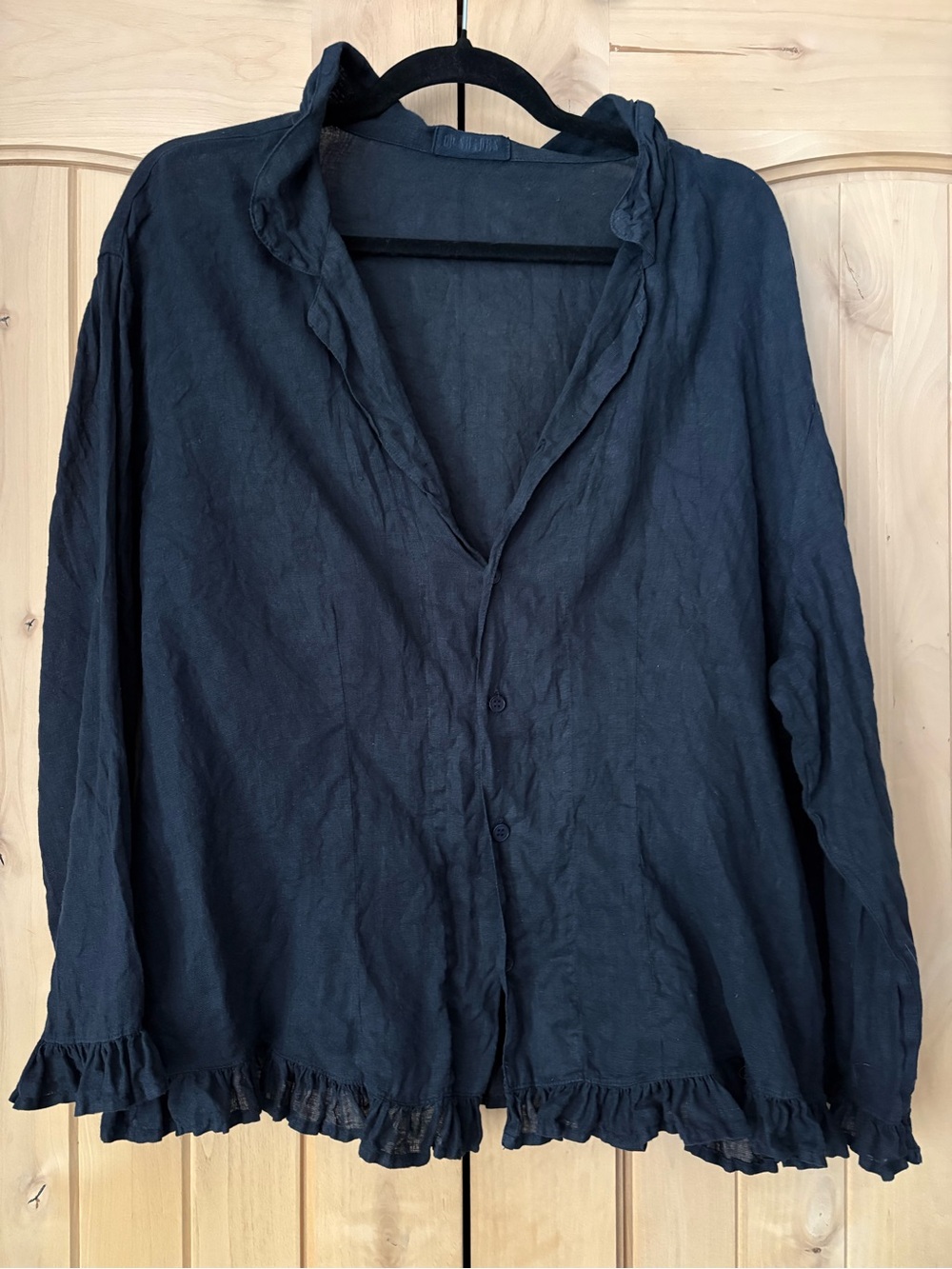 CP Shades Ruby Linen Ruffle Top